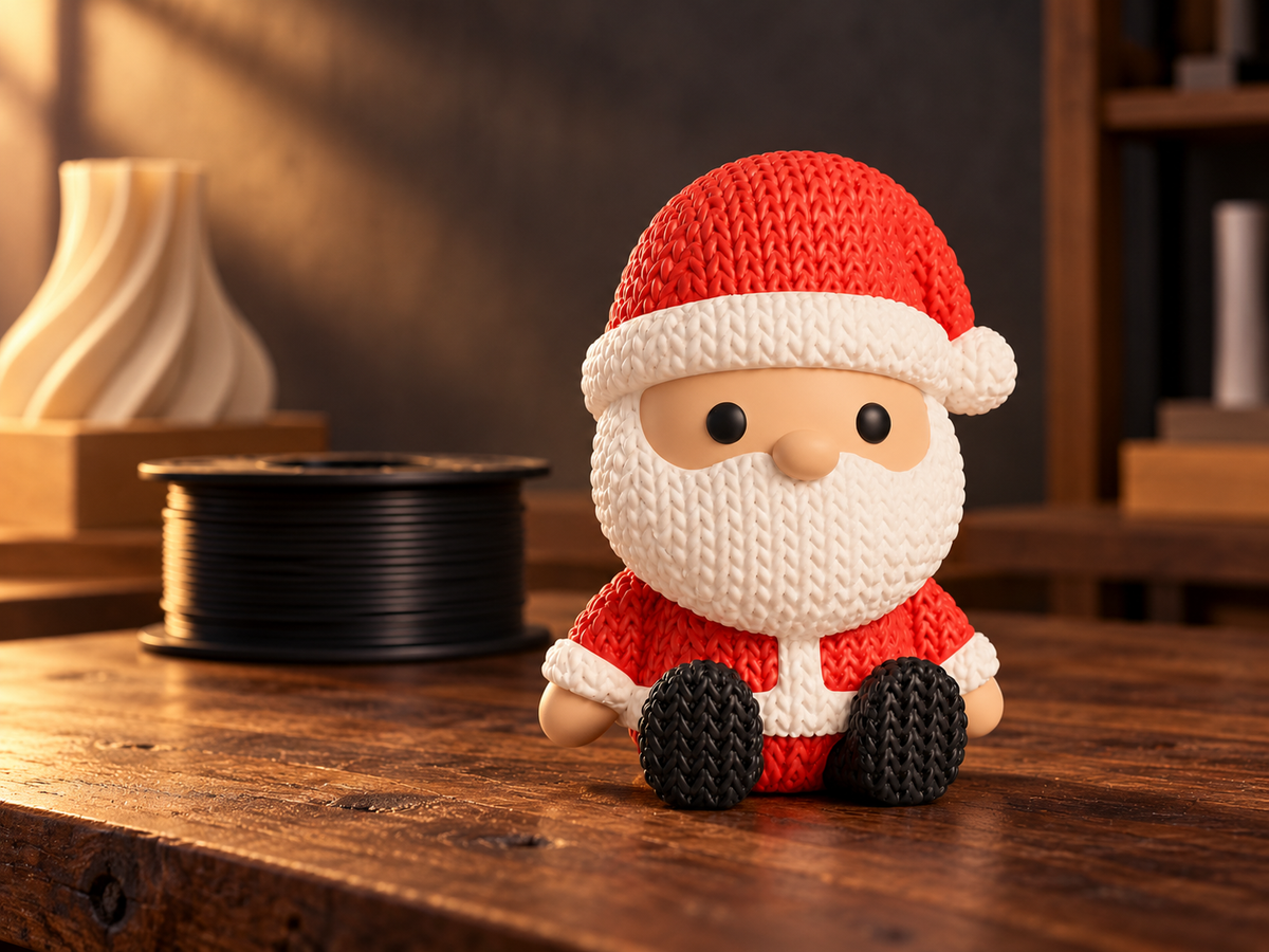 Pormenores do Pai Natal com efeito croché no estúdio