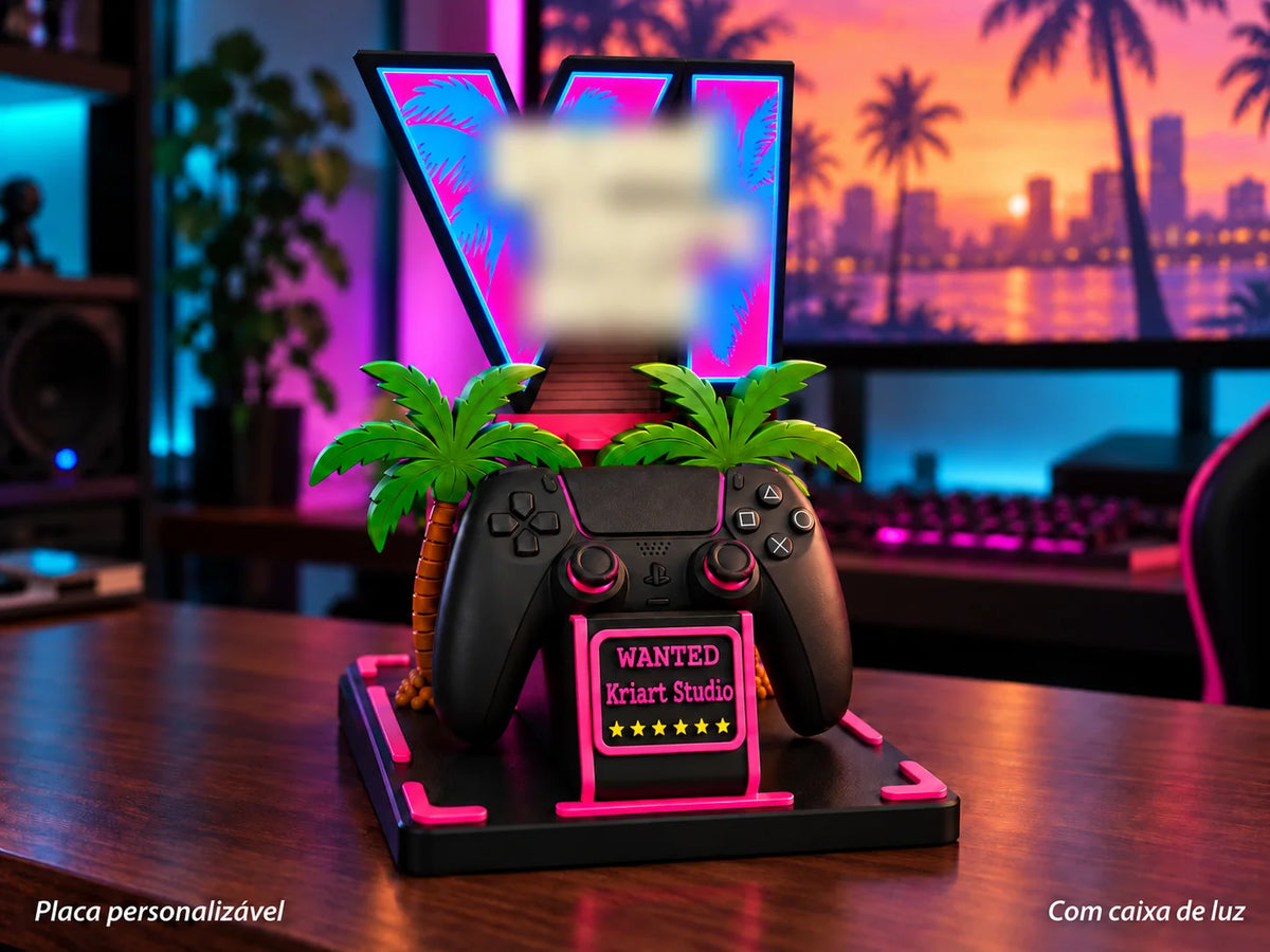 Suporte Gaming 6 Estrelas — Neon Sunset · 1 comando · Com caixa de luz (+15 €)